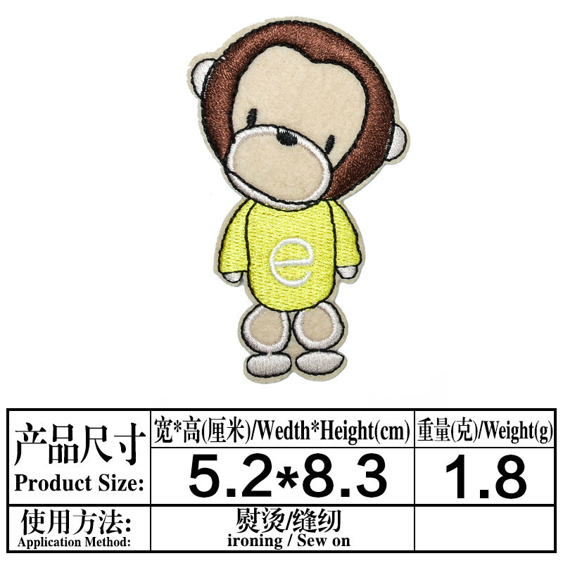 Wholesale Green caterpillar embroidered round-faced monkey and bee patch  OLY Exclusive